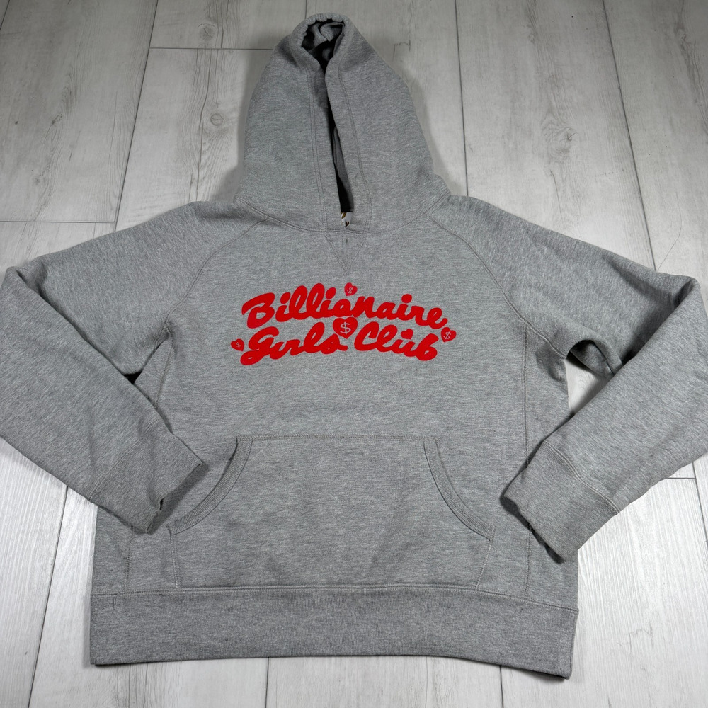 Billionaire "Girls" Boys Club Gray Heather Hoodie Women's Medium Hearts Red